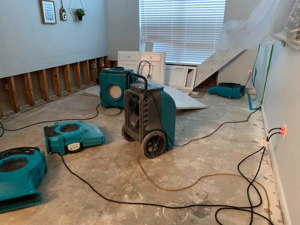 Dehumidifier in flood-cut room for Water Damage Restoration in Clarksdale